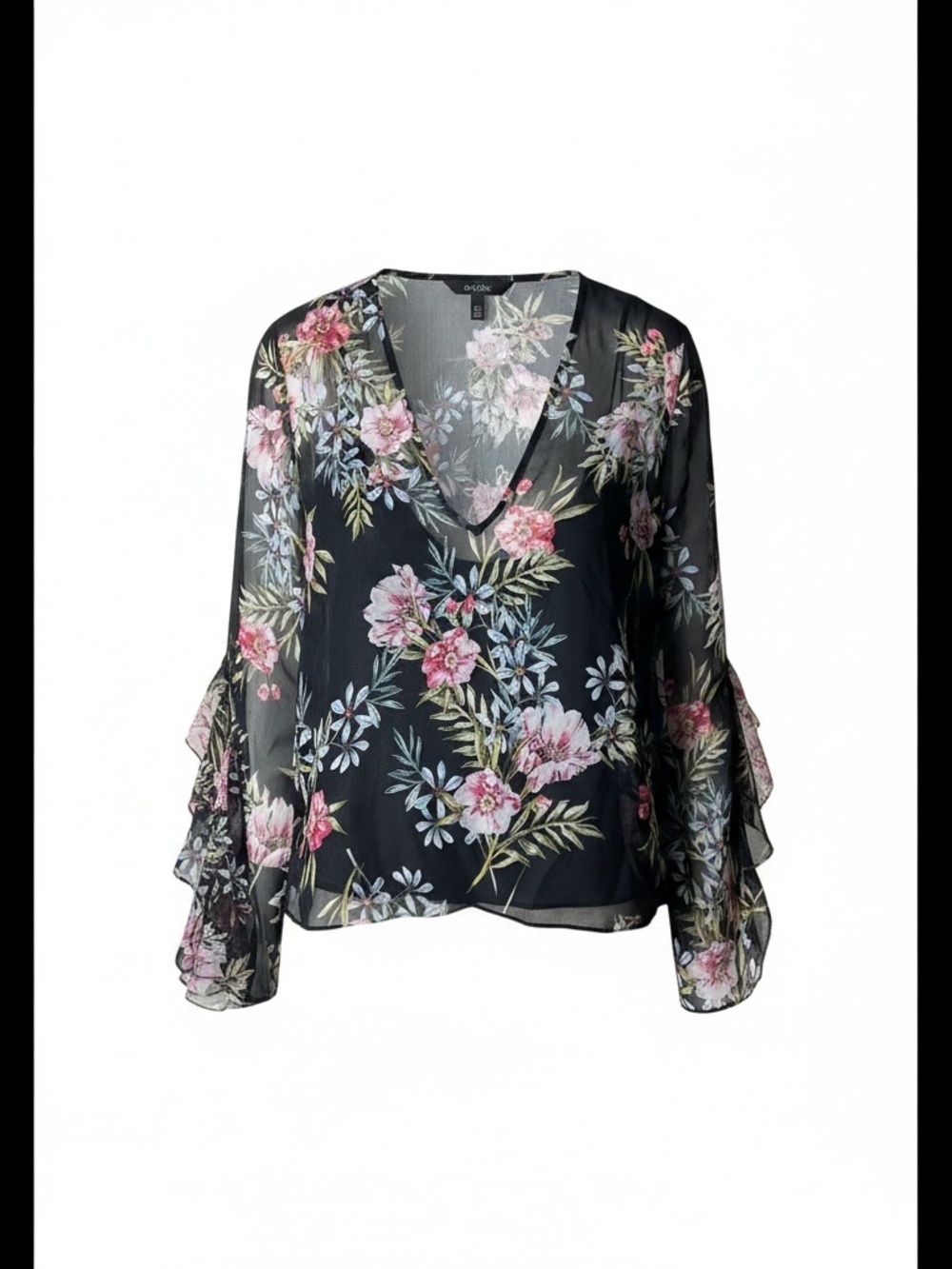 Intermix Dark Floral Sheer Blouse W/Cami